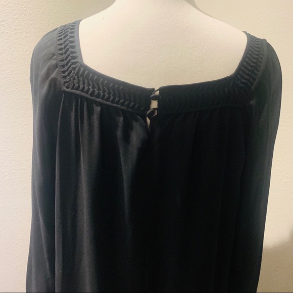 HANAE MORI- Vintage 1970s Black Midi Dress 
Square Neck Sheer - Picture 6 of 10